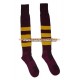 Men's Polyester Cotton Knitted Maroon Yellow Rugby Socks