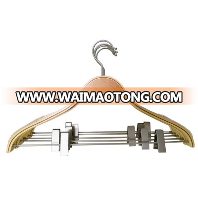 Newest factory wood hanger with special notches white solid baby antiskid clothes hangers